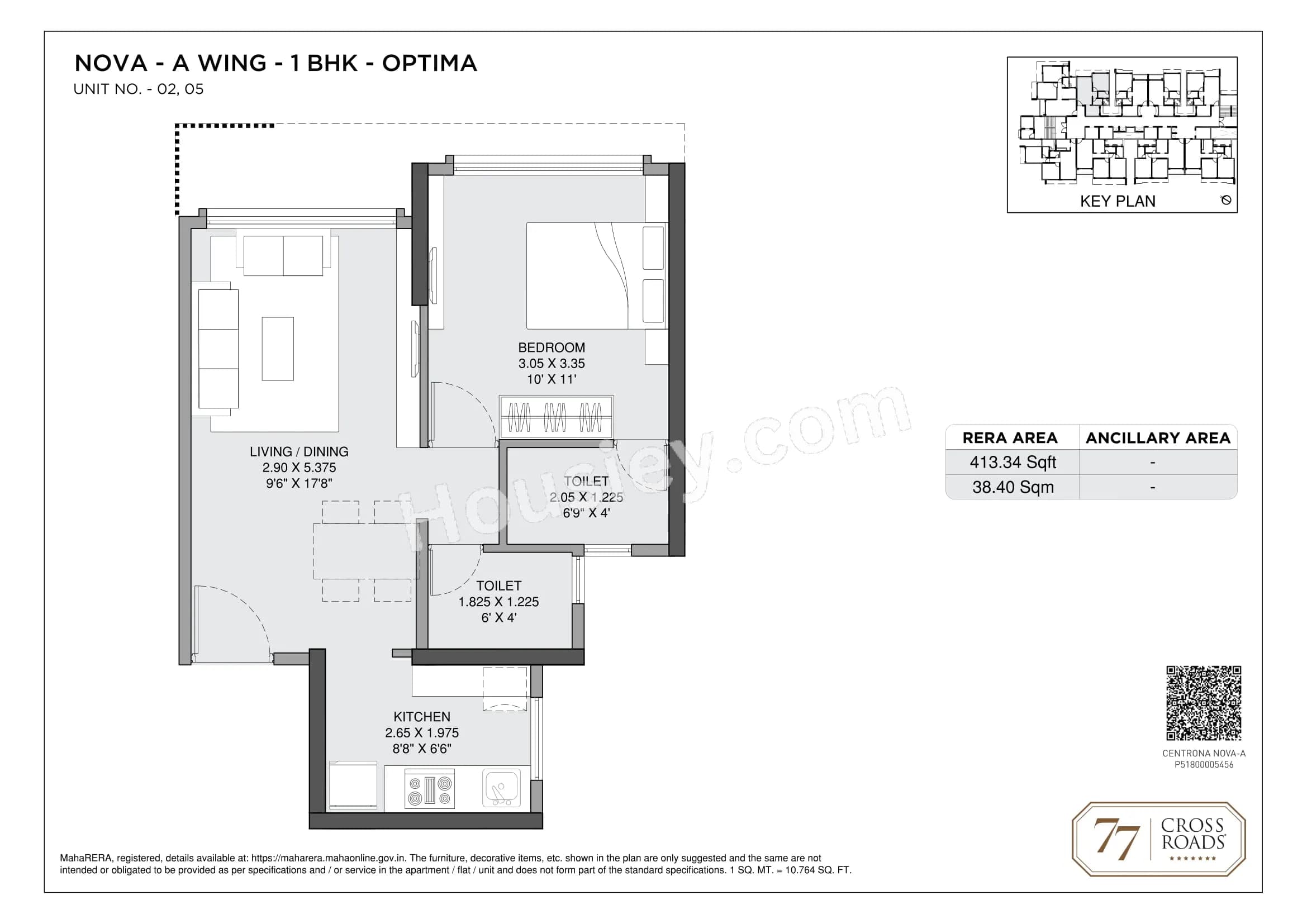 Unit plan - 413 sq.ft.