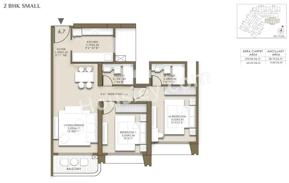 Unit plan - 734 sq.ft.