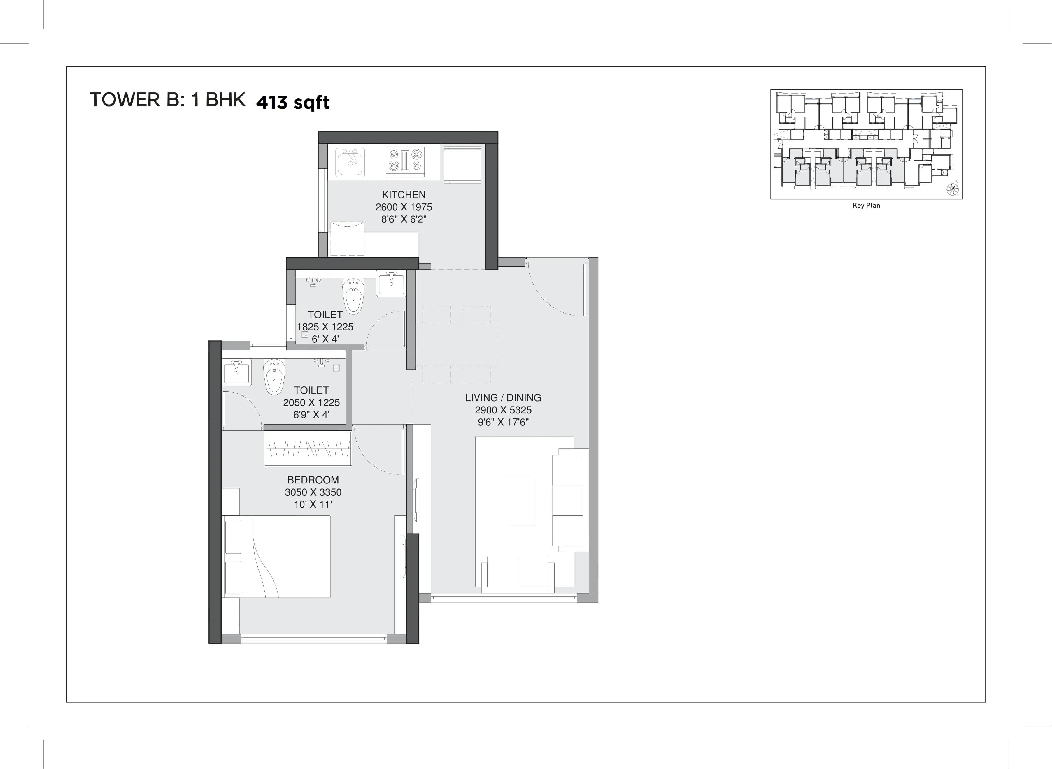 Unit plan - 413 sq.ft.