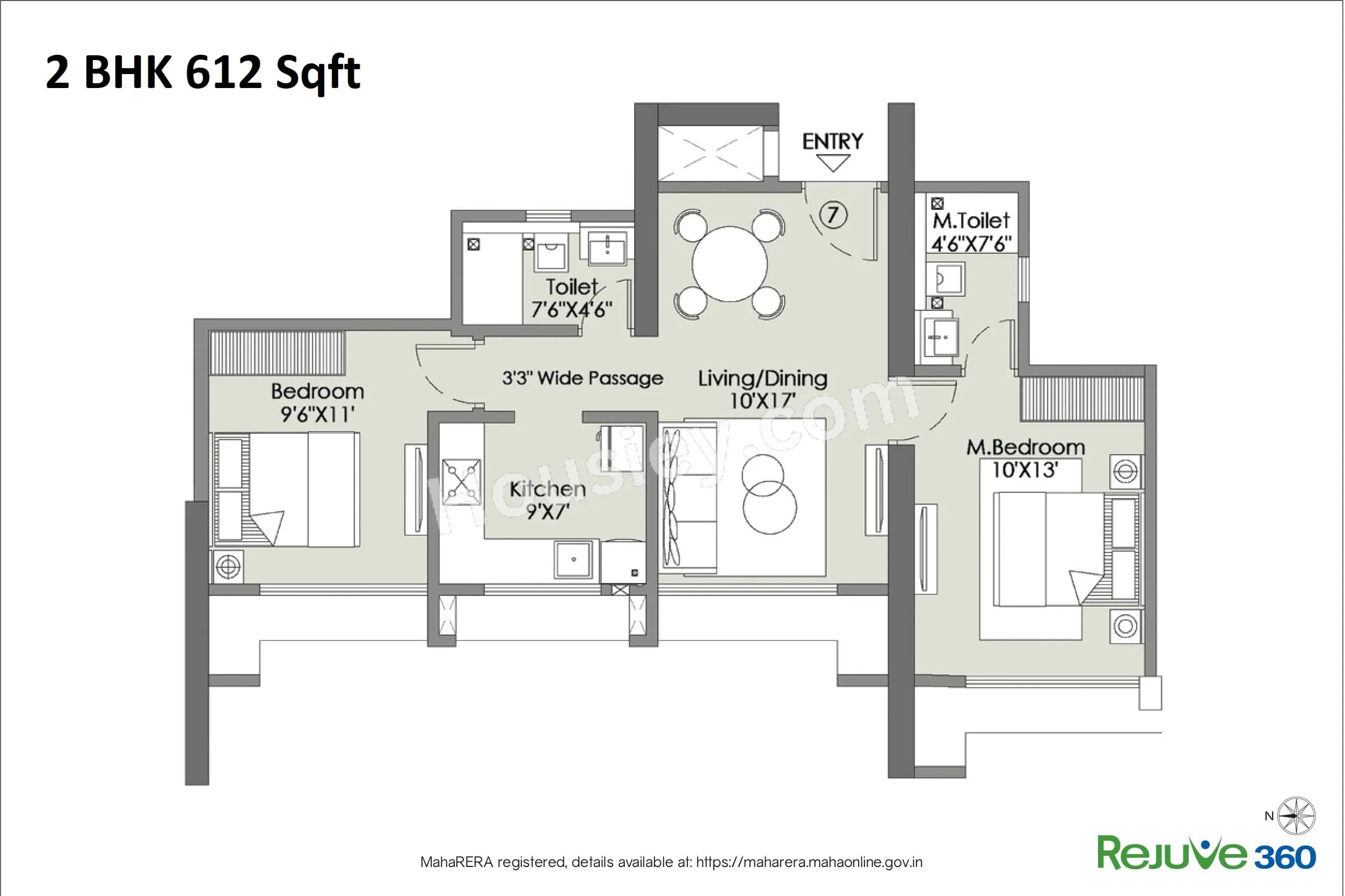 Unit plan - 612 sq.ft.