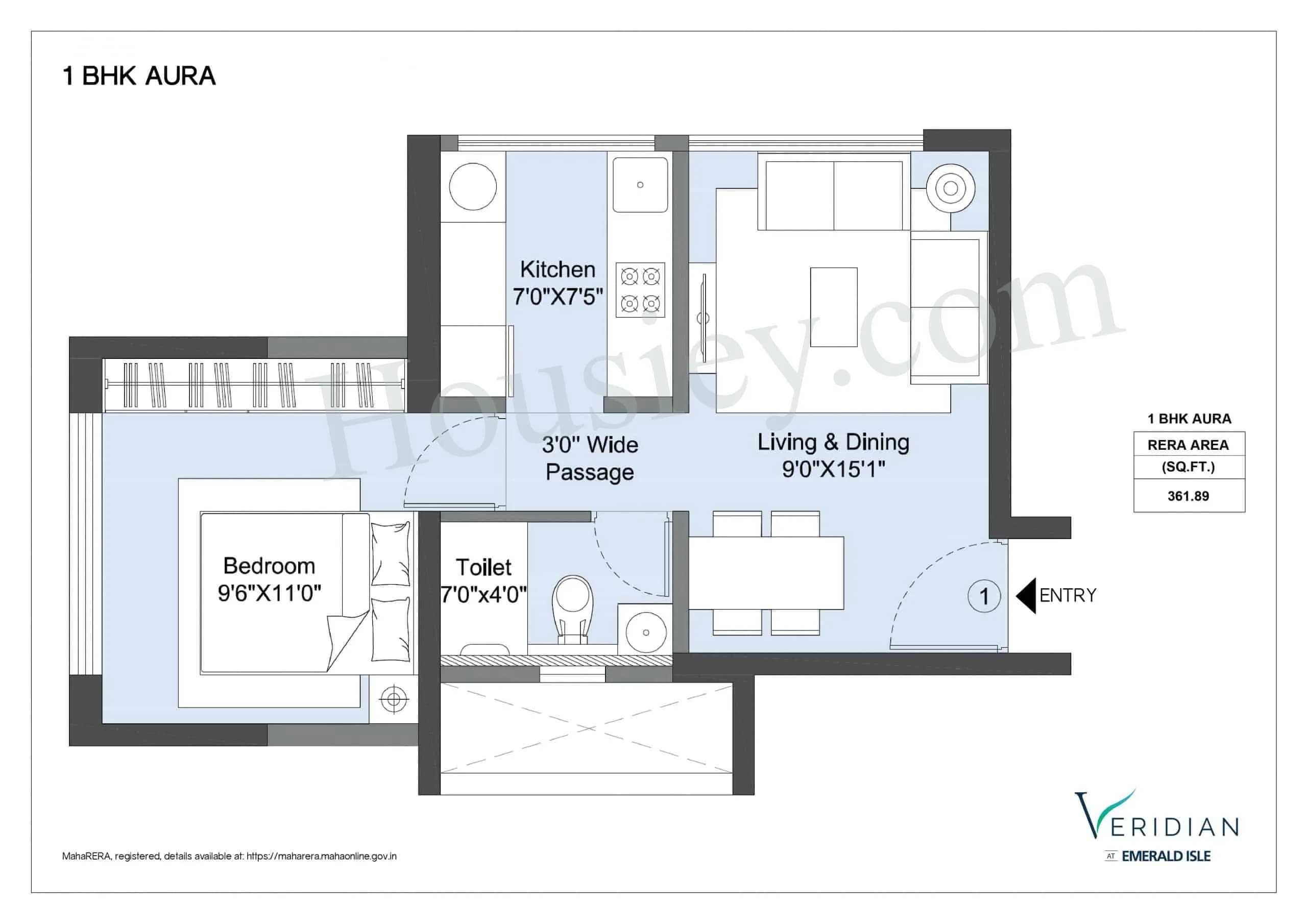 Unit plan - 360 sq.ft.