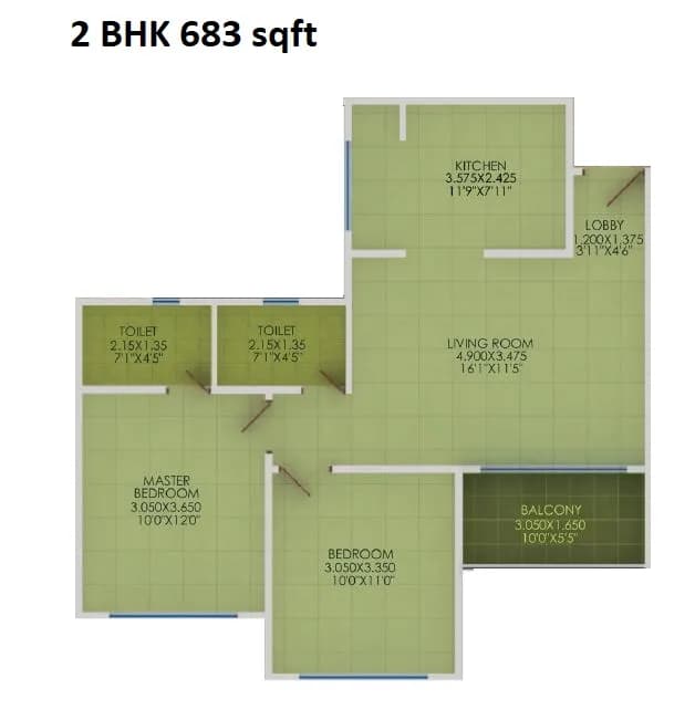 Unit plan - 683 sq.ft.