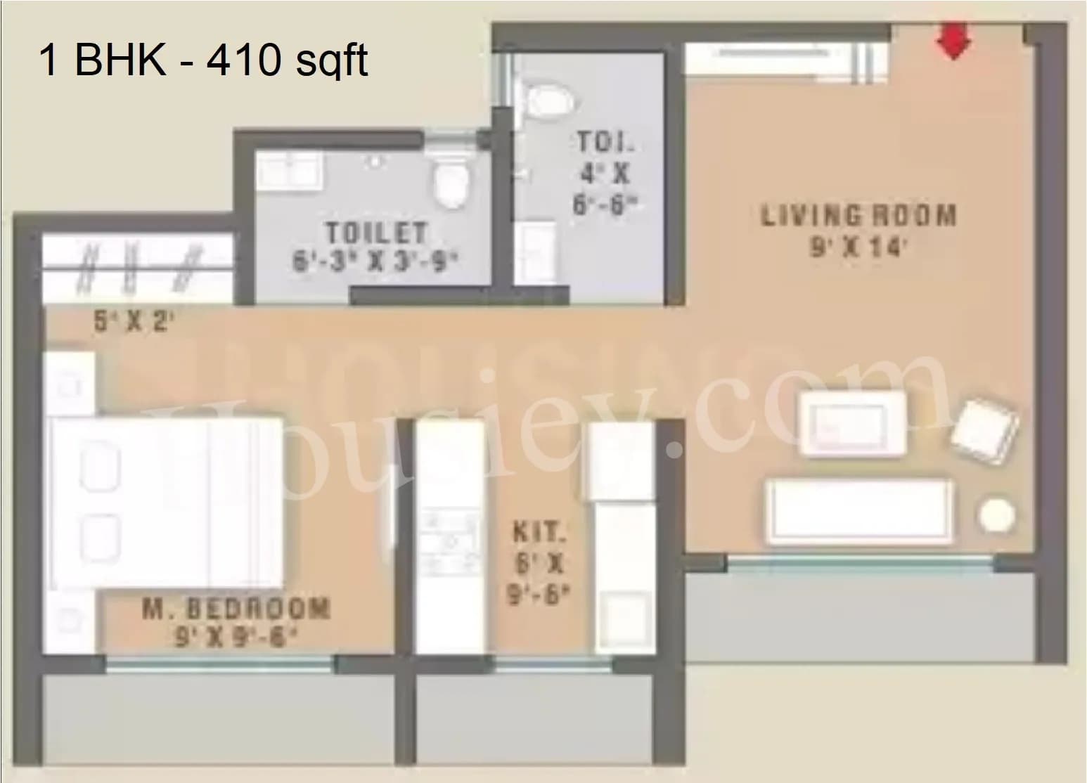 Unit plan - 410 sq.ft.