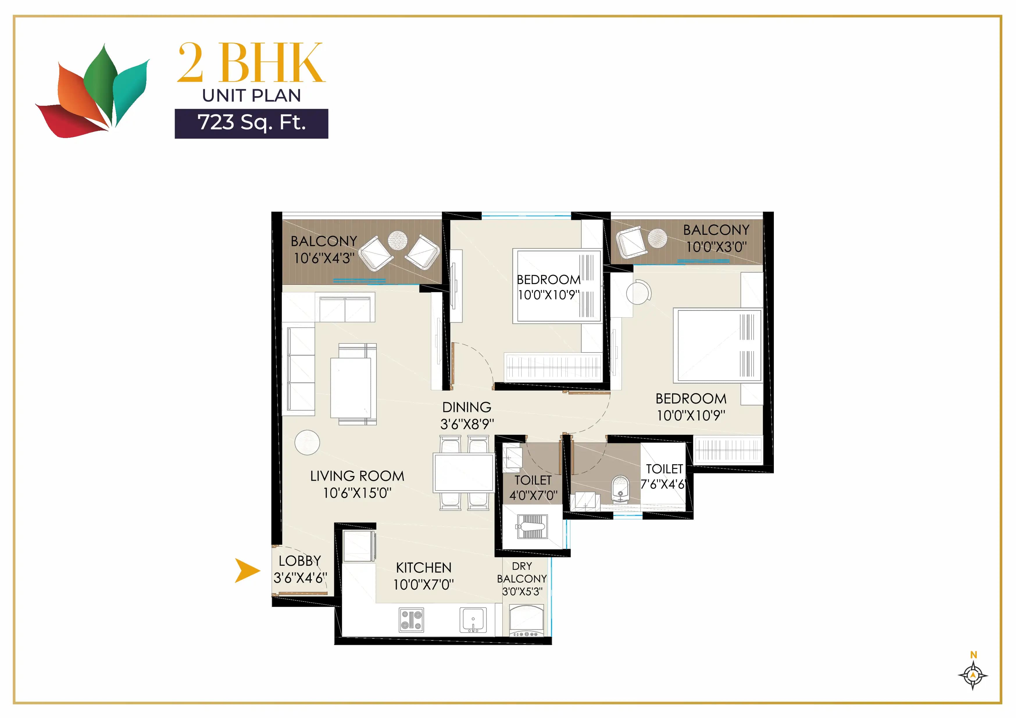 Unit plan - 723 sq.ft.