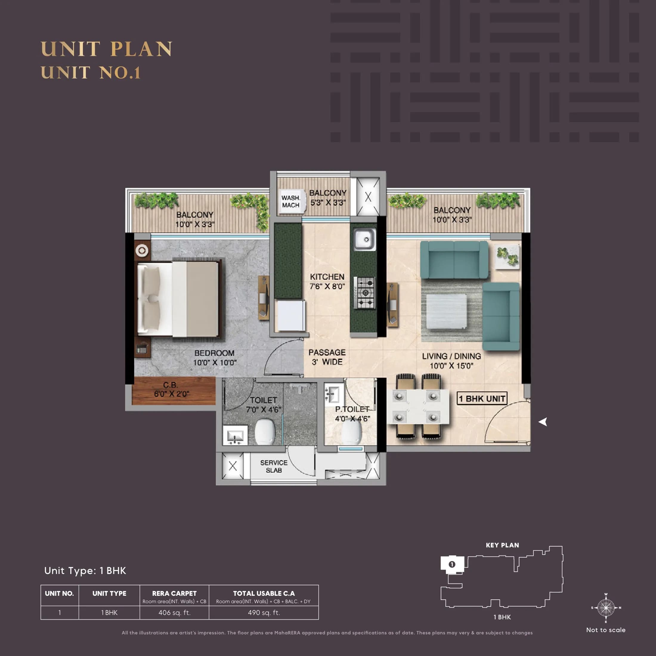 Unit plan - 490 sq.ft.