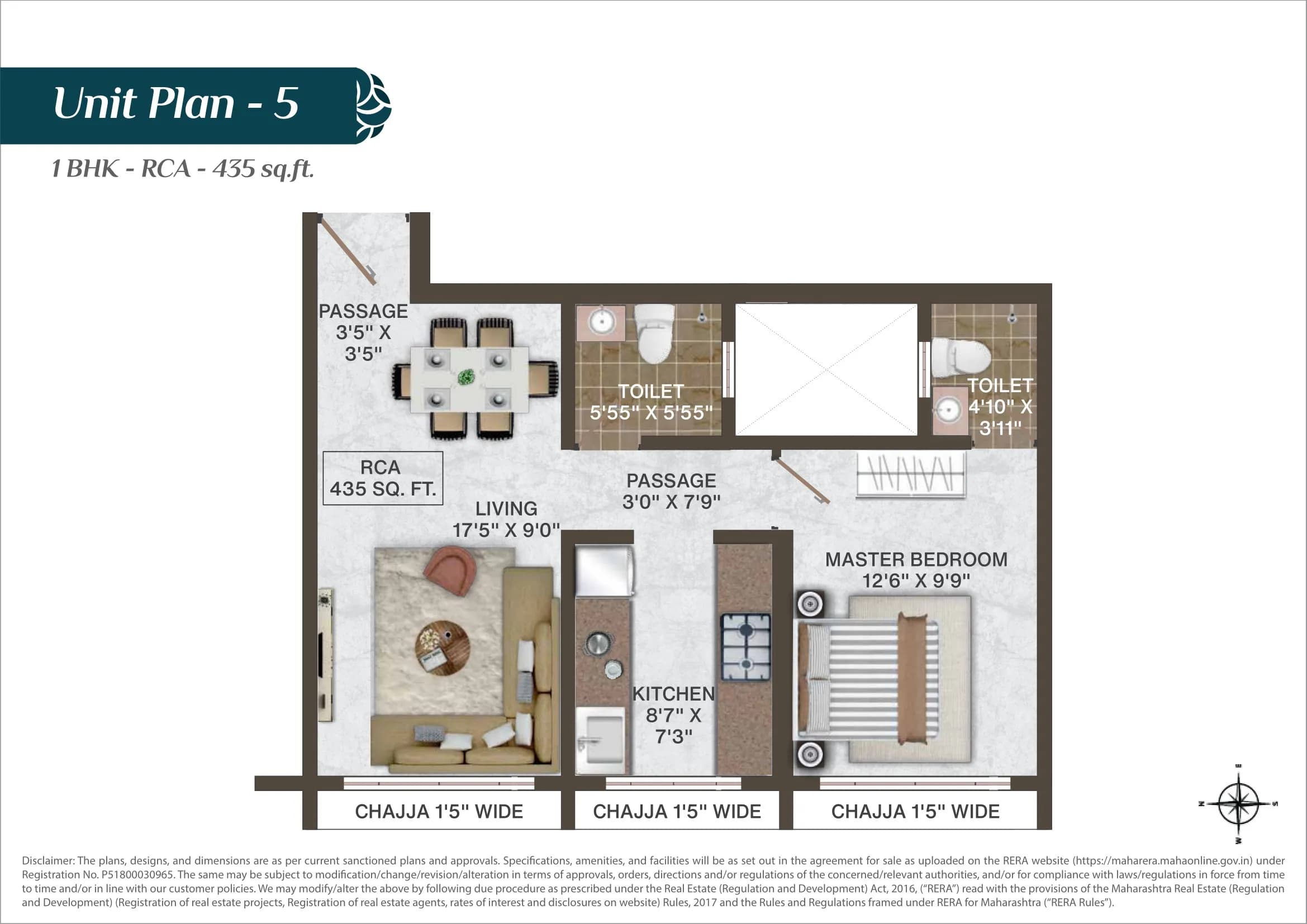 Unit plan - 435 sq.ft.