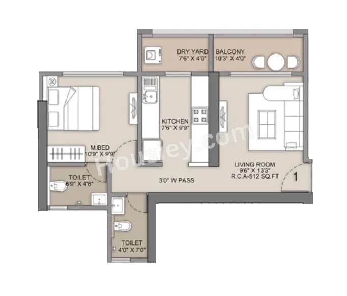 Unit plan - 512 sq.ft.
