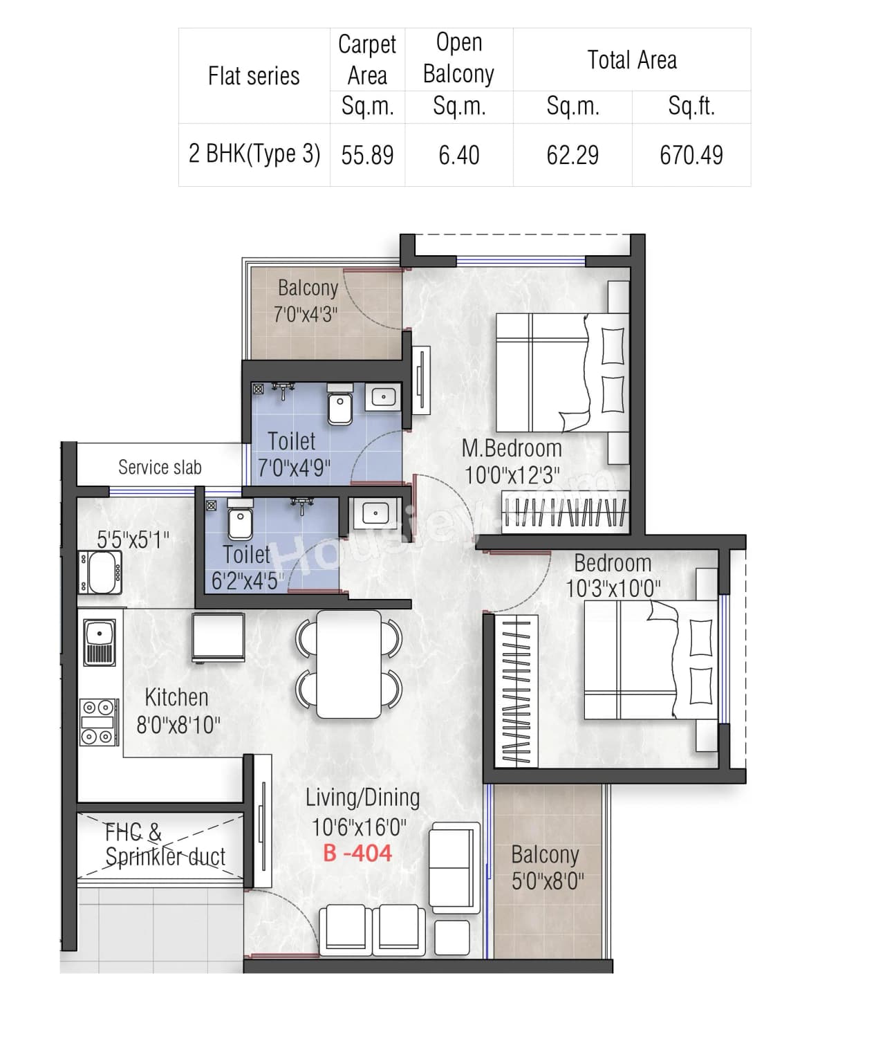 Unit plan - 670 sq.ft.
