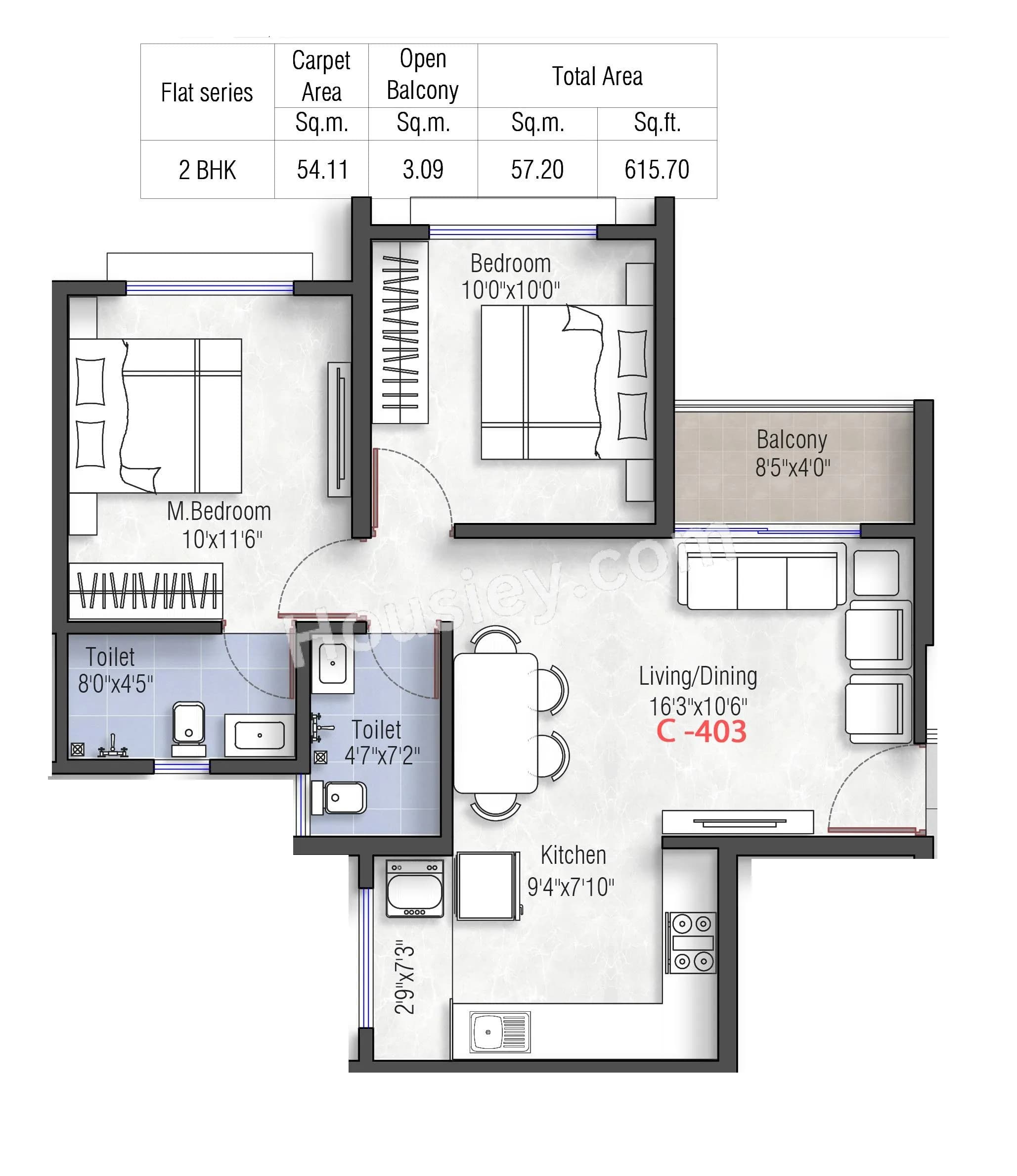 Unit plan - 615 sq.ft.