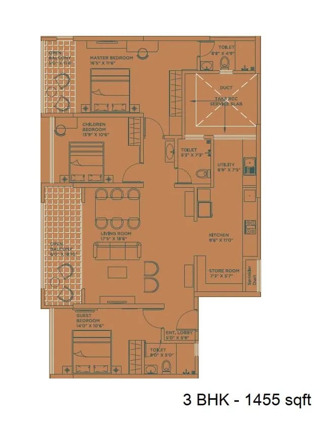 Unit plan - 1455 sq.ft.
