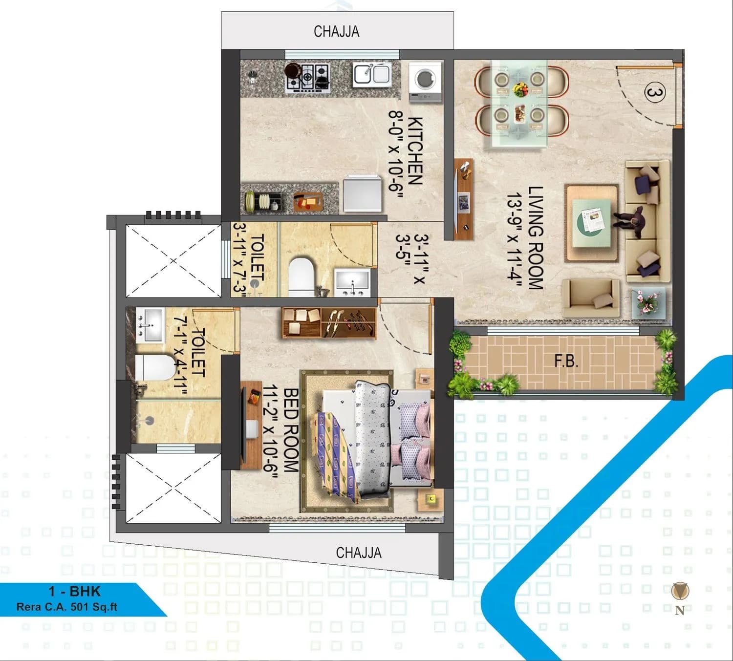 Unit plan - 501 sq.ft.