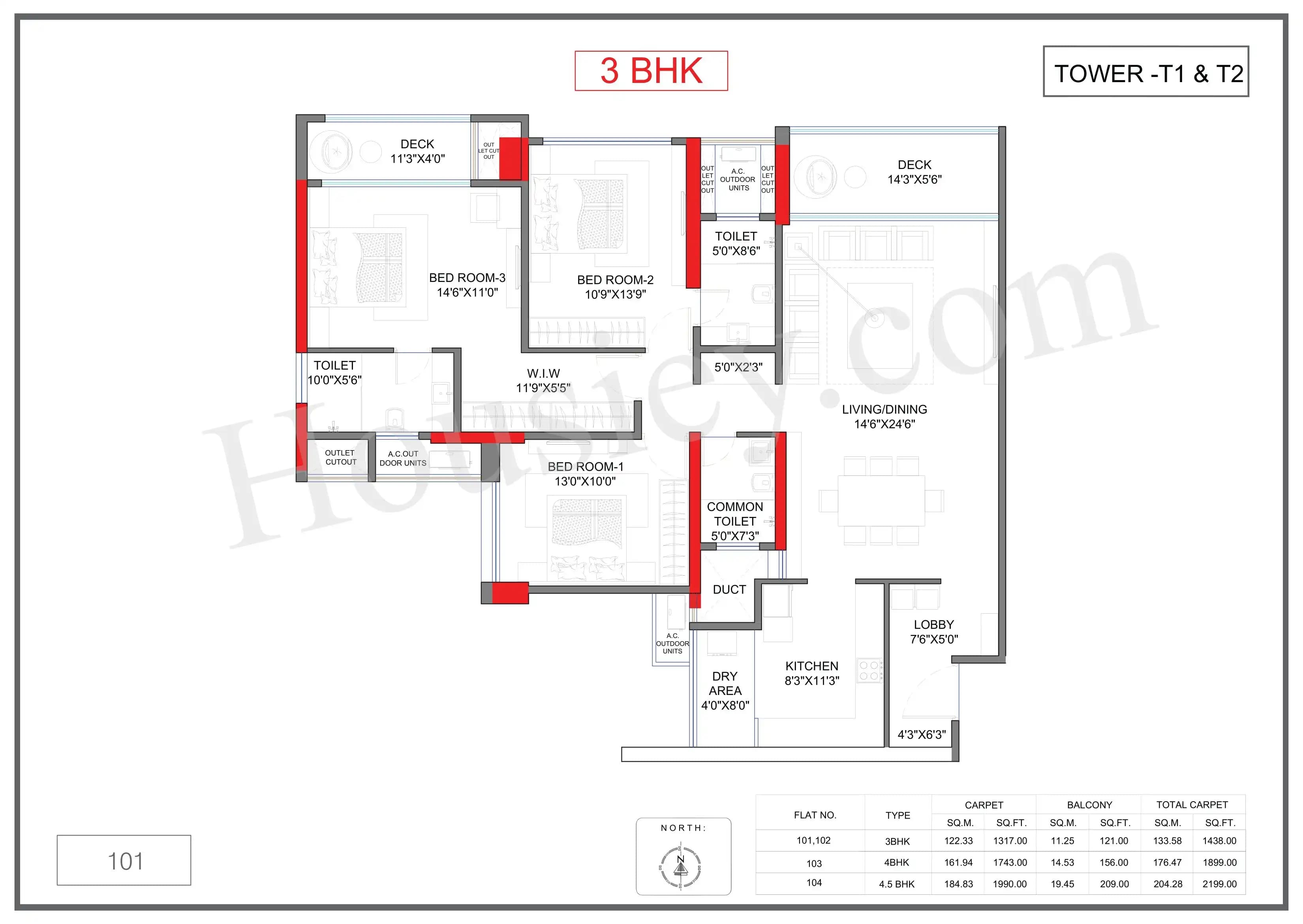 Unit plan - 1438 sq.ft.