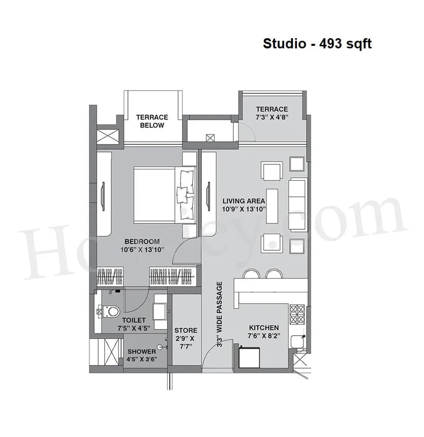 Unit plan - 493 sq.ft.