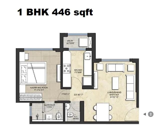 Unit plan - 446 sq.ft.