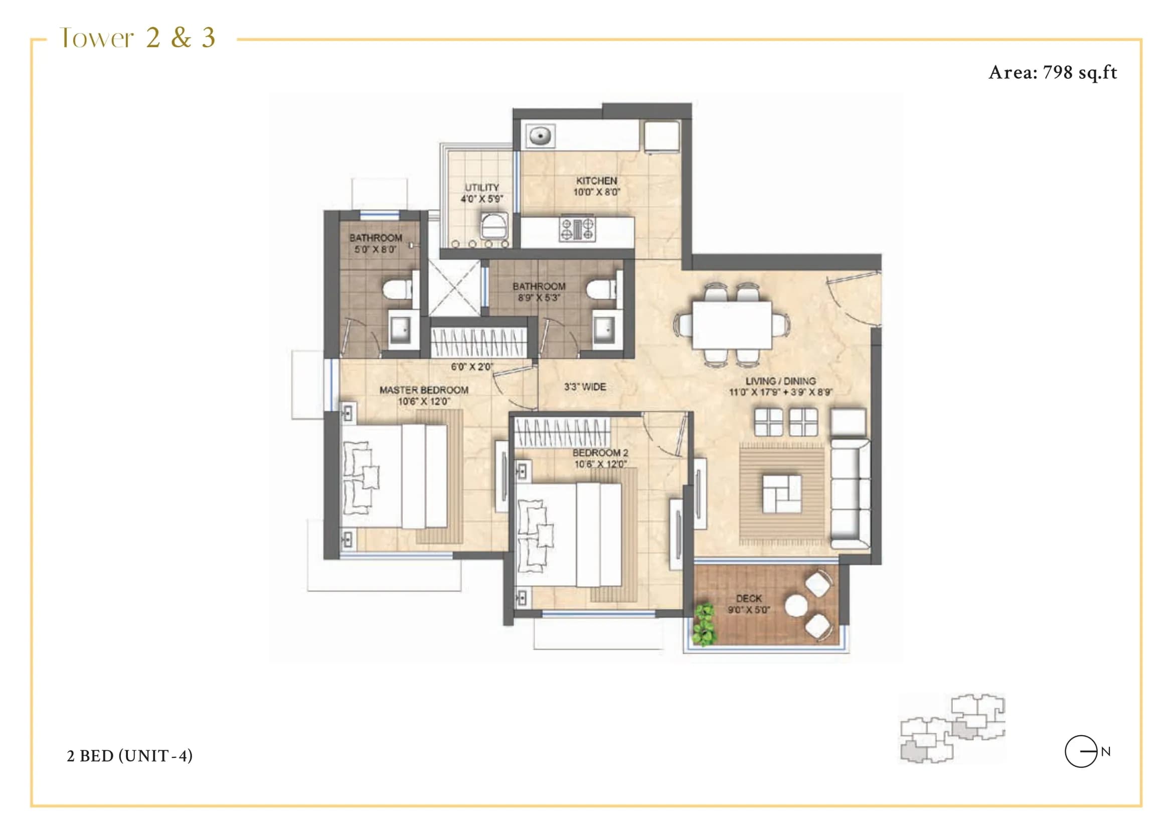 Unit plan - 798 sq.ft.