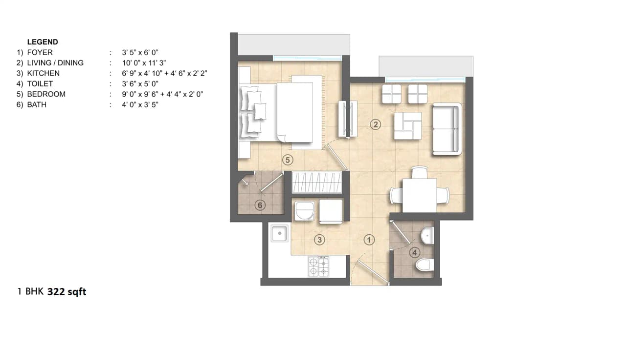 Unit plan - 322 sq.ft.