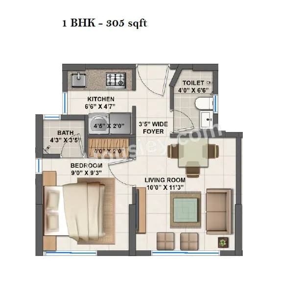 Unit plan - 305 sq.ft.