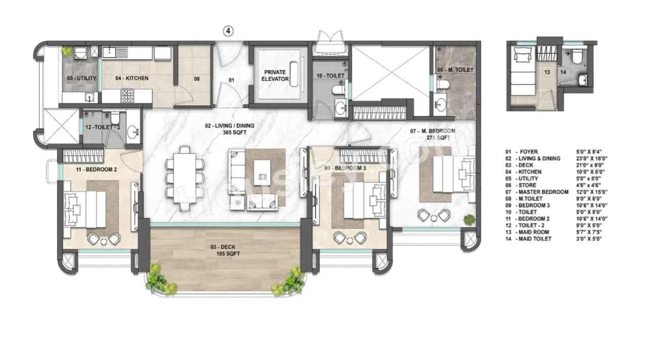 Unit plan - 1577 sq.ft.