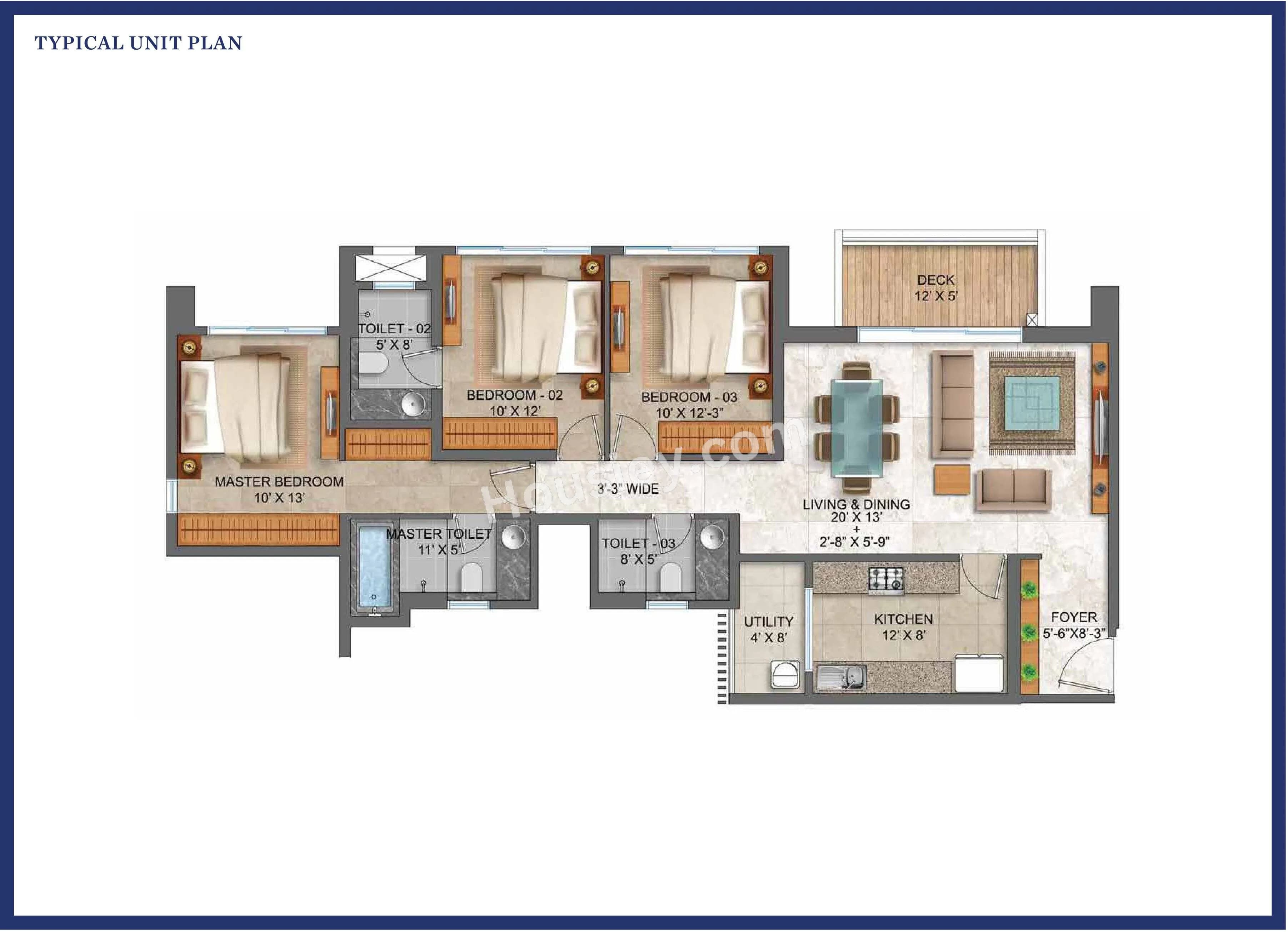 Unit plan - 1195 sq.ft.