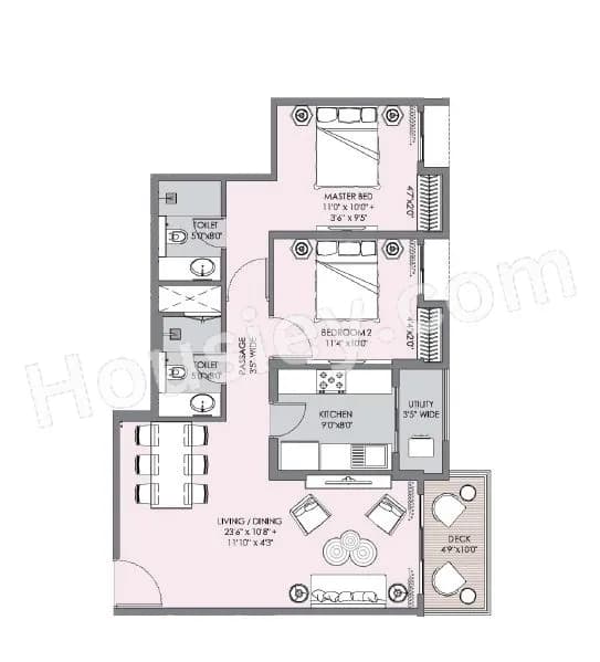 Unit plan - 868 sq.ft.