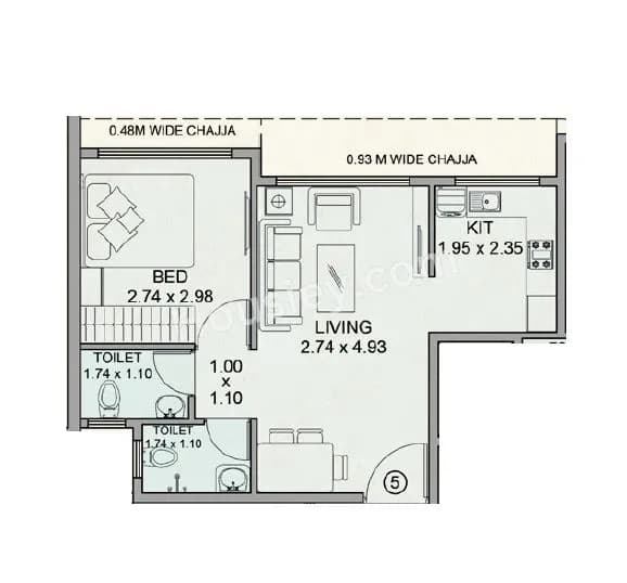 Unit plan - 350 sq.ft.