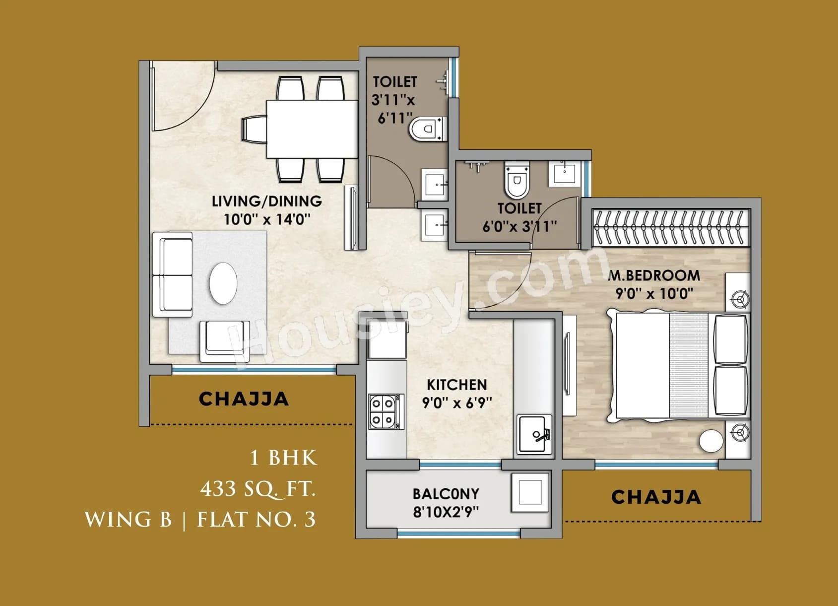 Unit plan - 433 sq.ft.