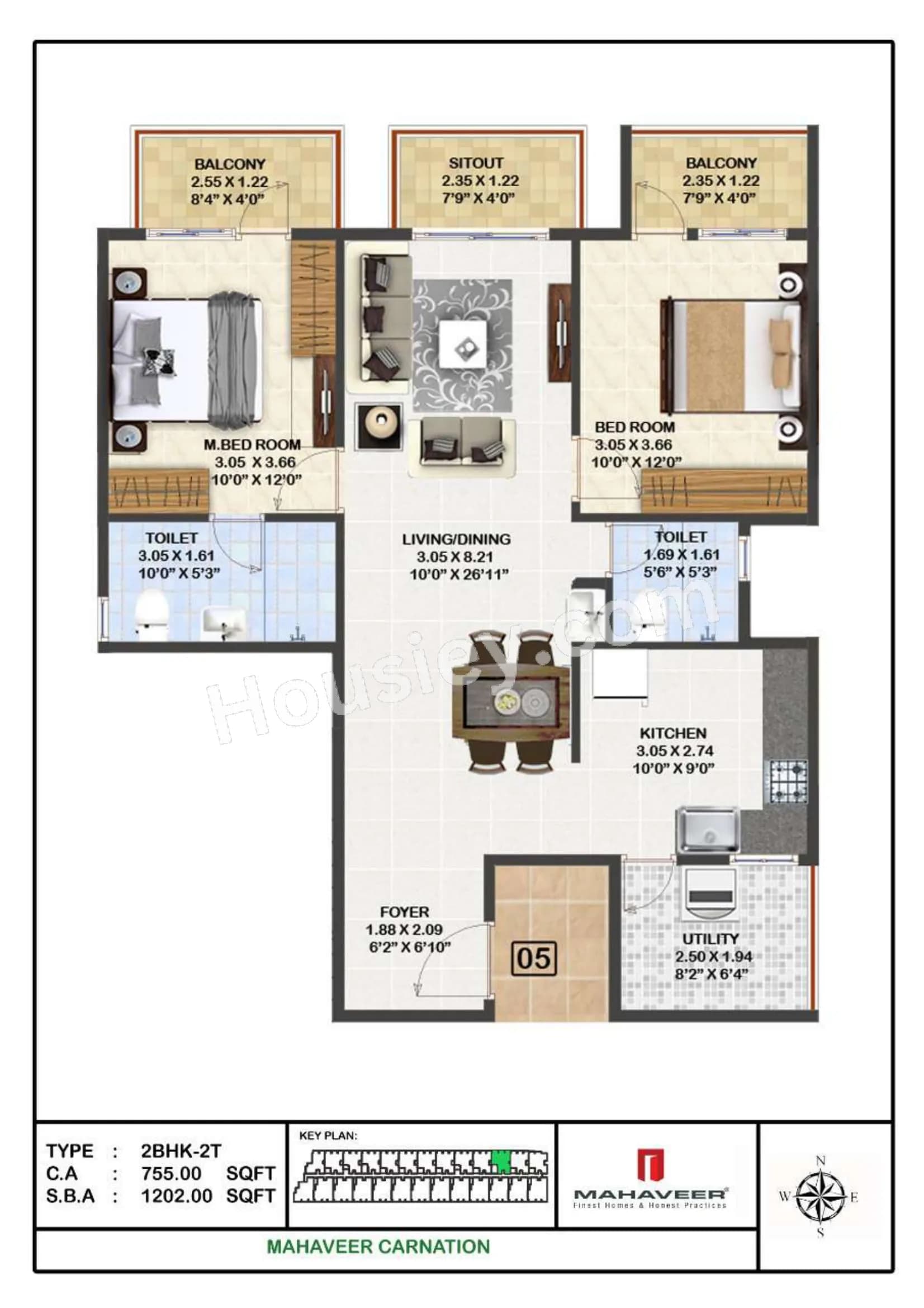Unit plan - 755 sq.ft.