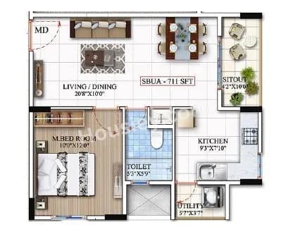 Unit plan - 453 sq.ft.
