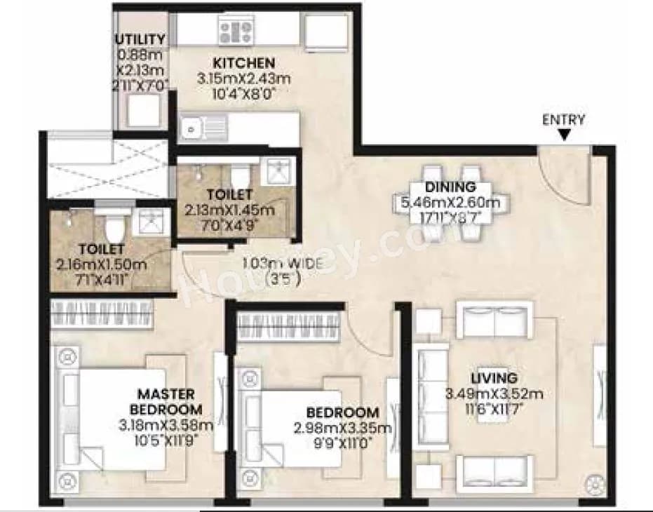 Unit plan - 747 sq.ft.