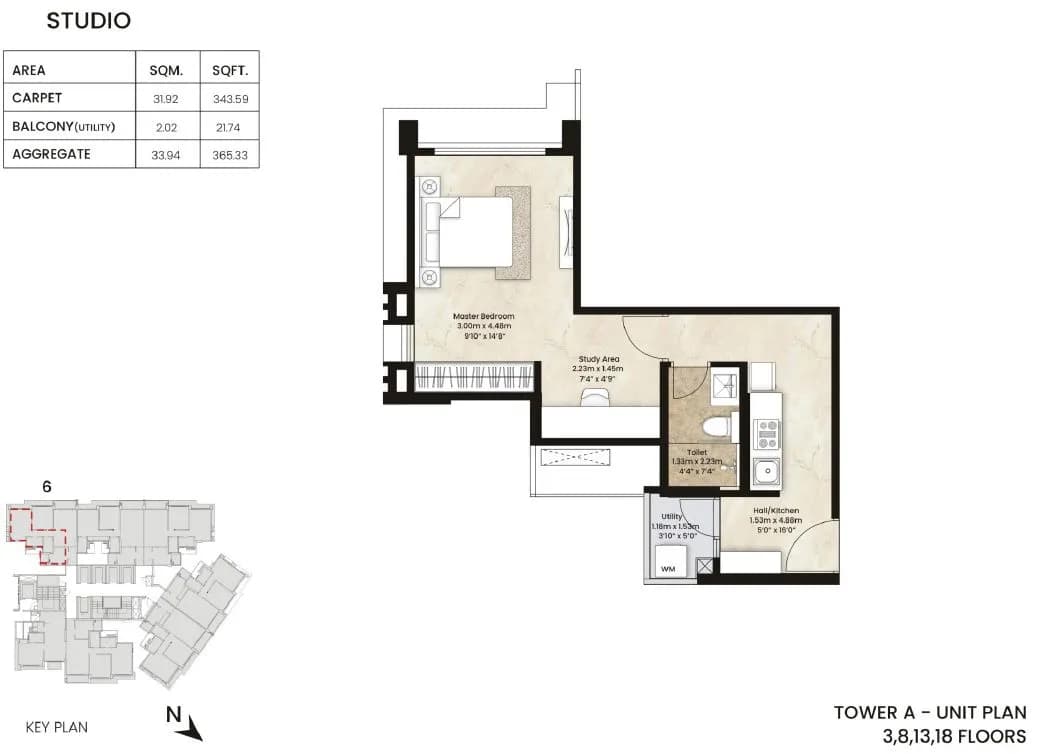 Unit plan - 365 sq.ft.
