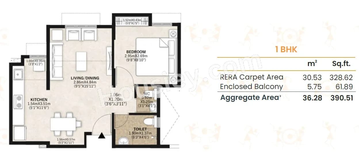 Unit plan - 391 sq.ft.