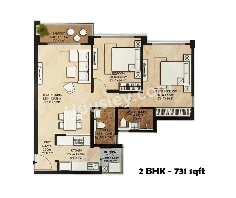 Unit plan - 730 sq.ft.
