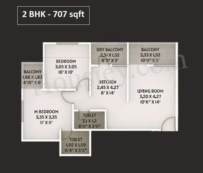 Unit plan - 707 sq.ft.