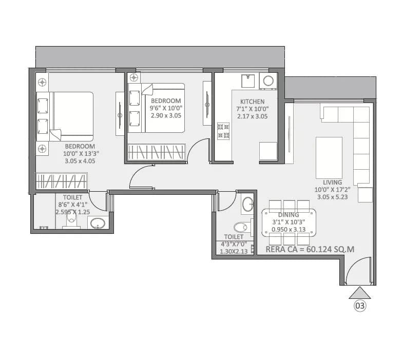 Unit plan - 647 sq.ft.