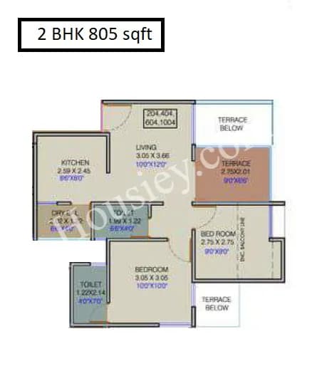 Unit plan - 805 sq.ft.