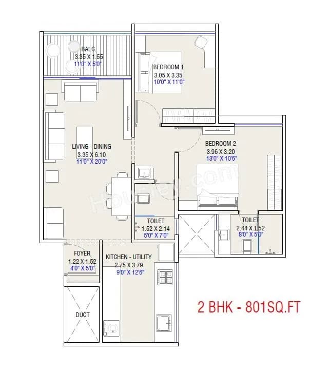 Unit plan - 801 sq.ft.