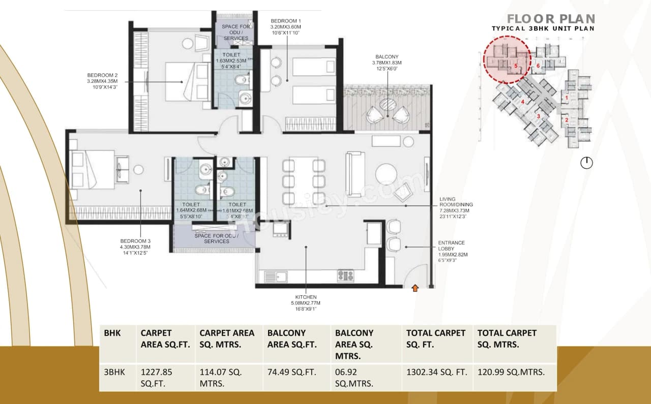 Unit plan - 1302 sq.ft.