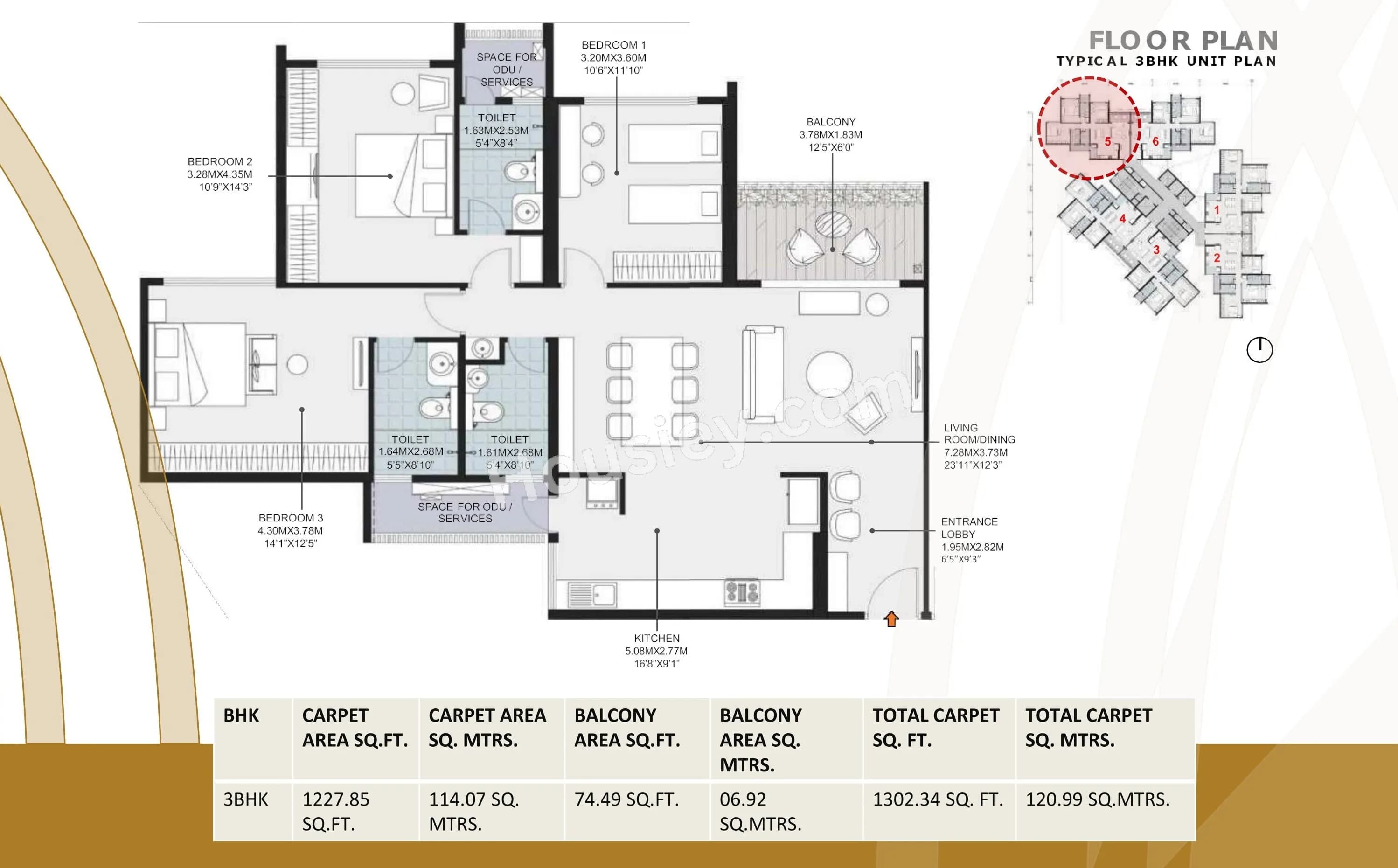 Unit plan - 1302 sq.ft.