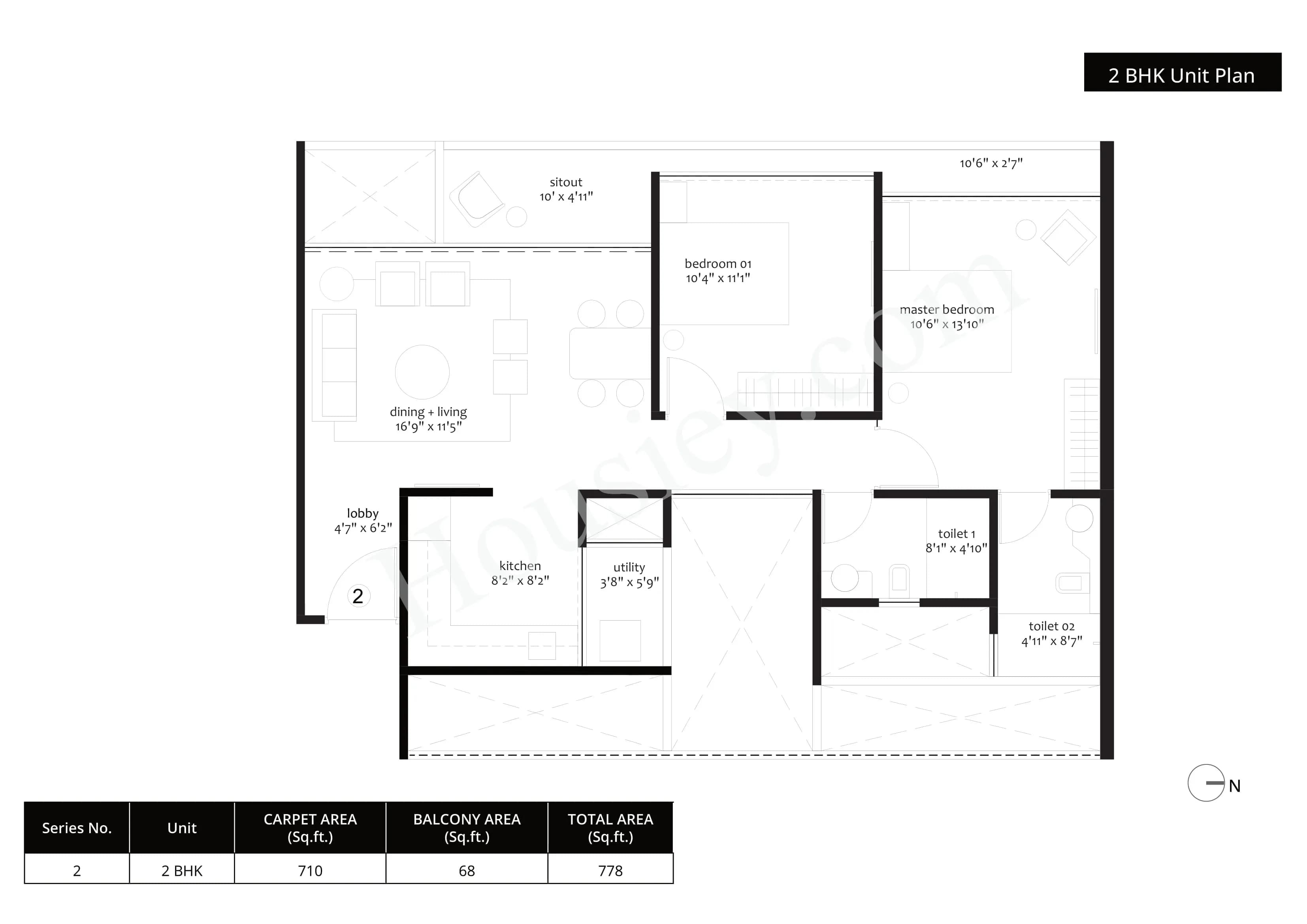 Unit plan - 778 sq.ft.