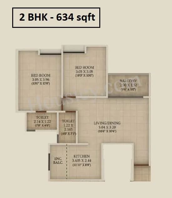 Unit plan - 634 sq.ft.