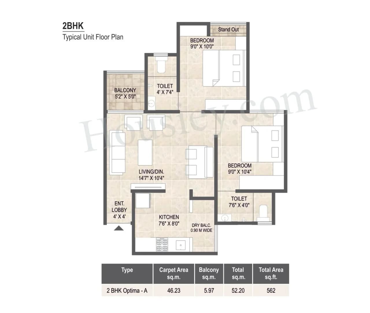 Unit plan - 562 sq.ft.