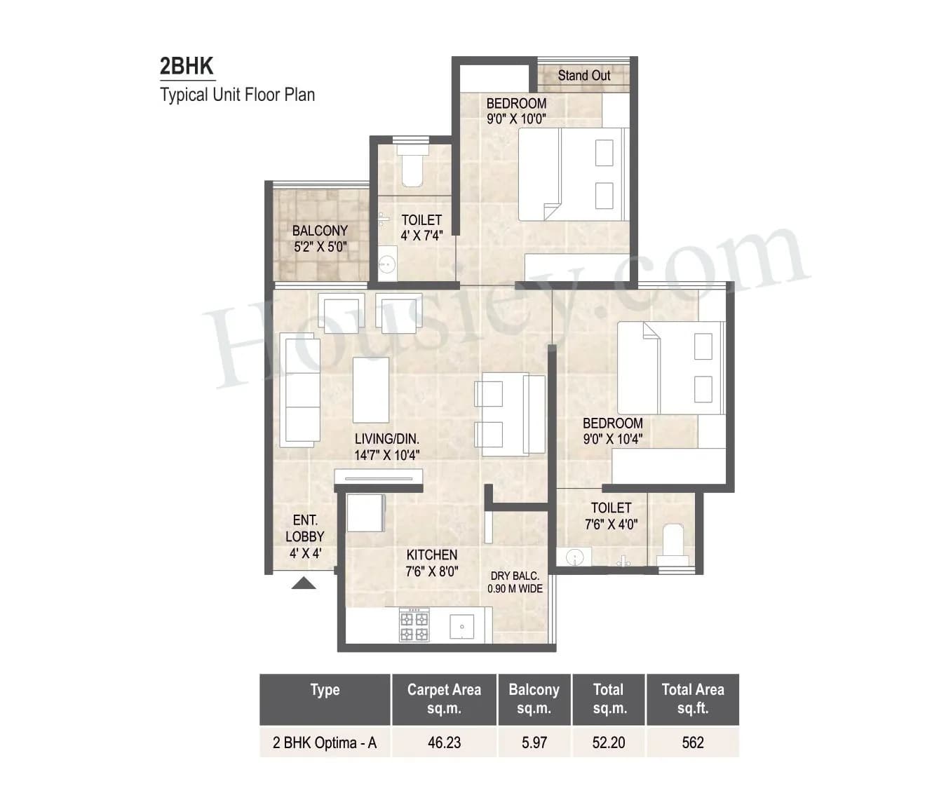 Unit plan - 562 sq.ft.