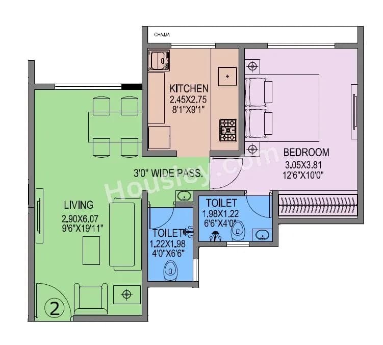 Unit plan - 401 sq.ft.