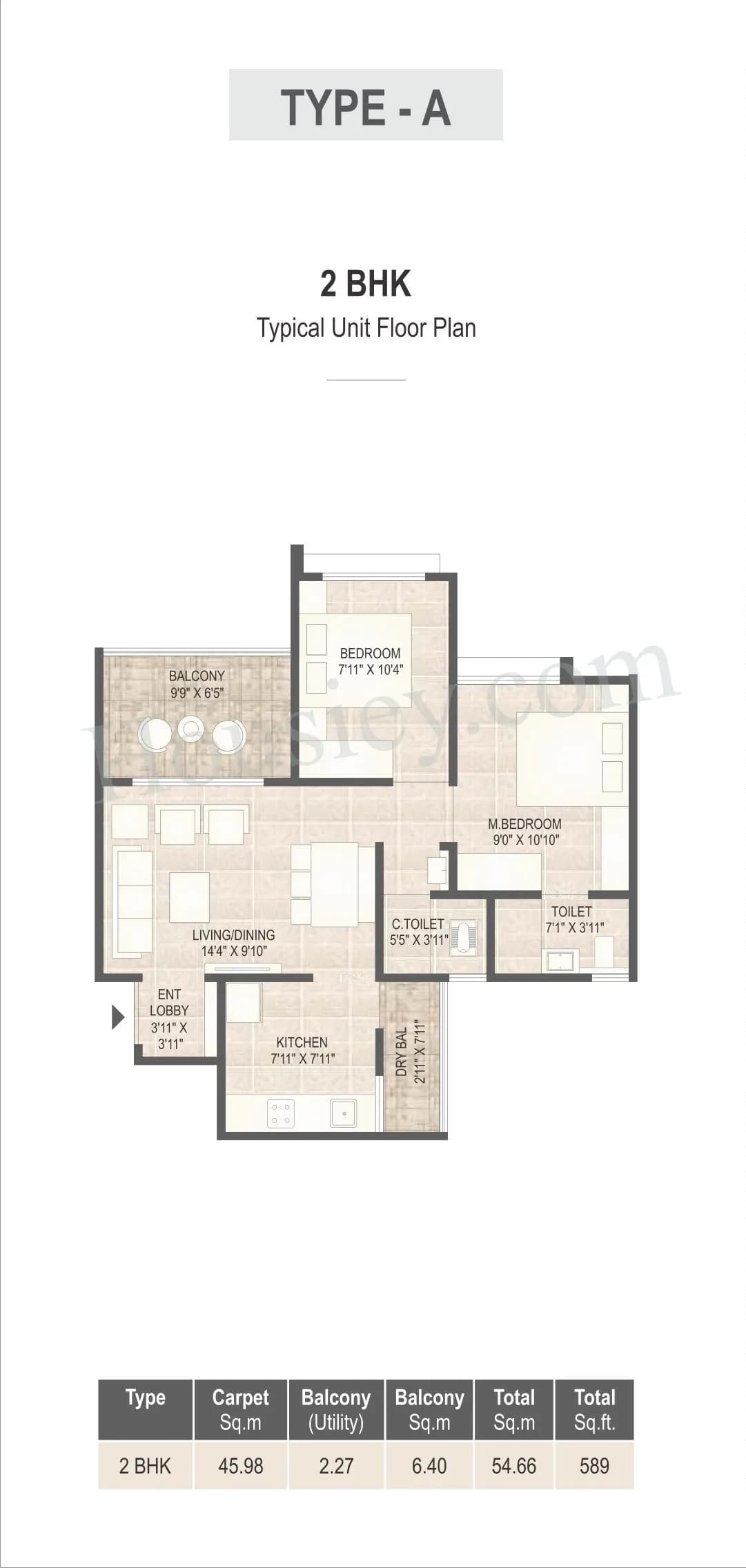 Unit plan - 589 sq.ft.