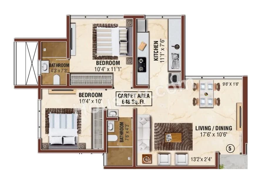 Unit plan - 648 sq.ft.