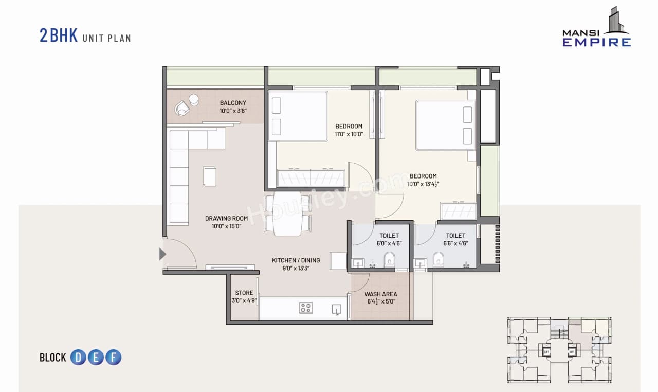 Unit plan - 1038 sq.ft.