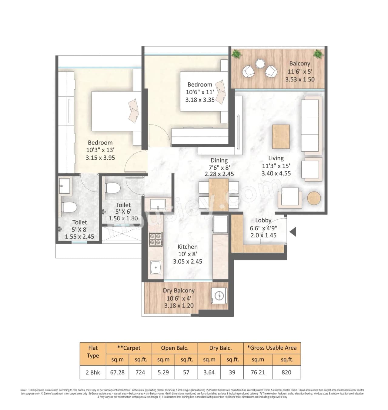 Unit plan - 820 sq.ft.