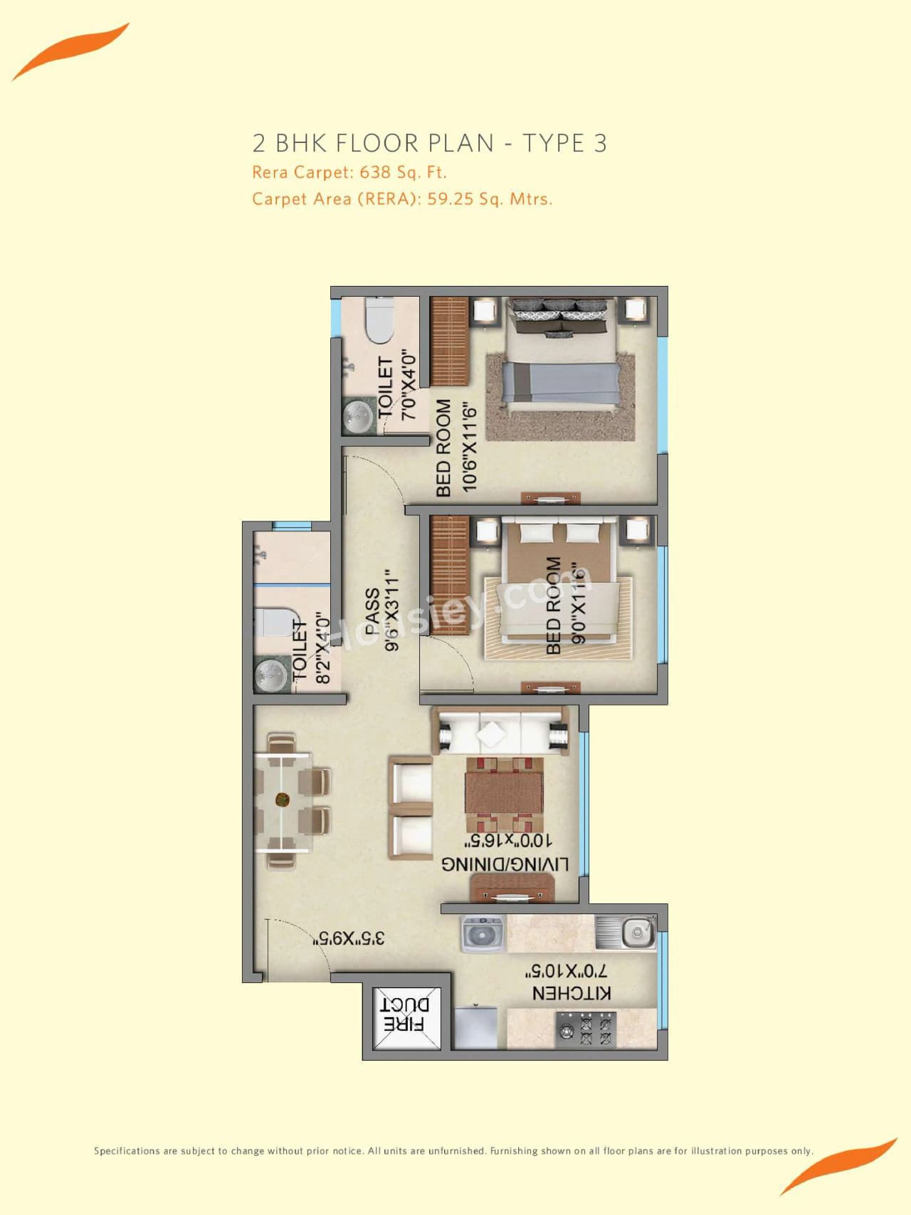 Unit plan - 638 sq.ft.