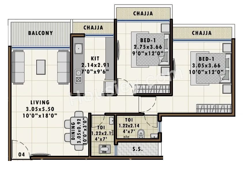 Unit plan - 738 sq.ft.