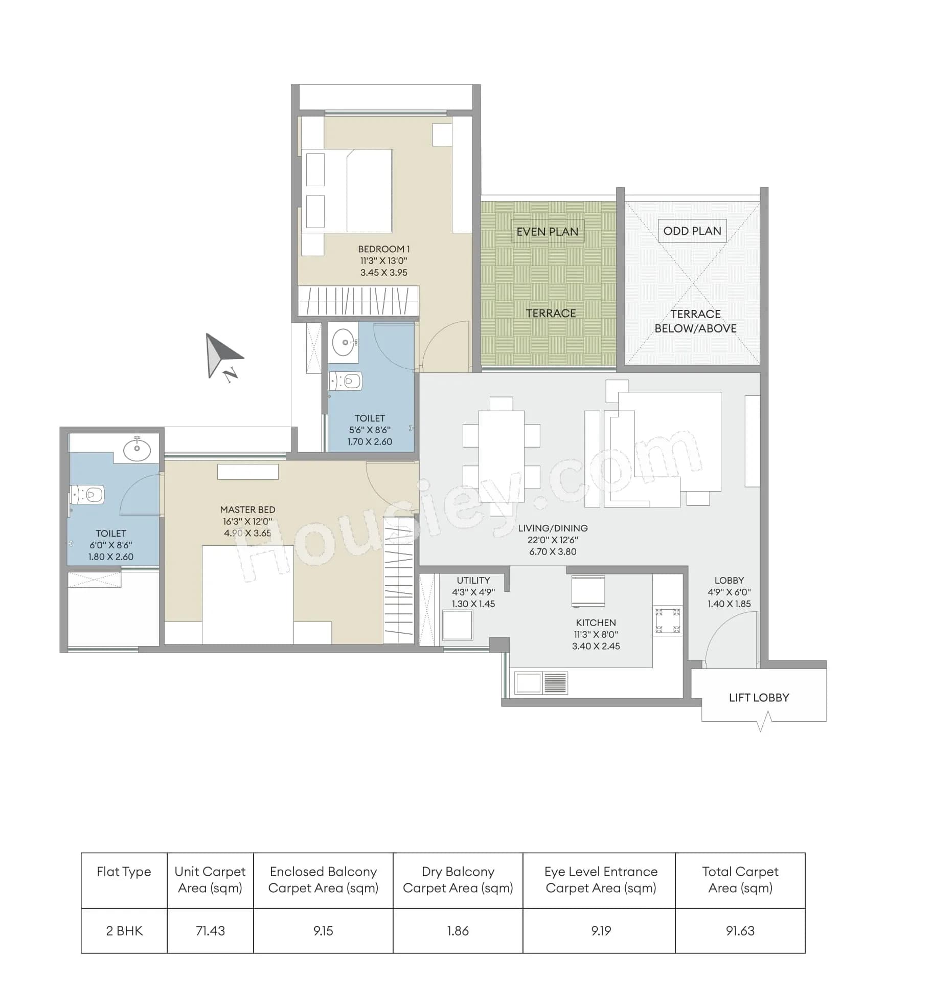 Unit plan - 990 sq.ft.